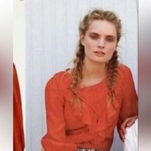 Anthropologie Vintage Ruffle Orange Top size 4 🤍